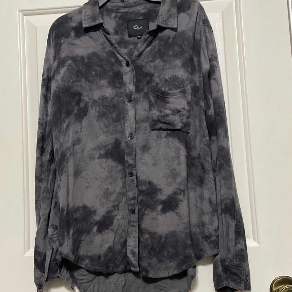 Rails Women’s XS Gray Rayon Long Sleeve Button-Up Shirt Pockets